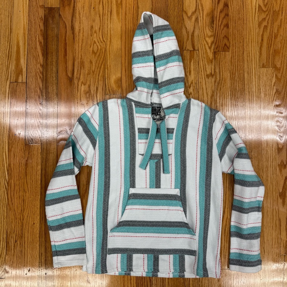 Original Senor López Striped Baja Hoodie Surf 
Teal-Green/Grey/White/Red